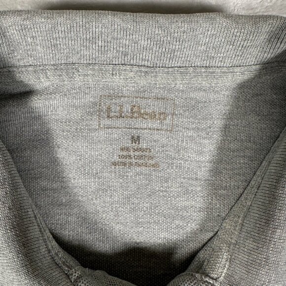 L.L. Bean Polo Shirt Men Size M Gray Short Sleeve 100% Cotton Single Pocket - Picture 4 of 9
